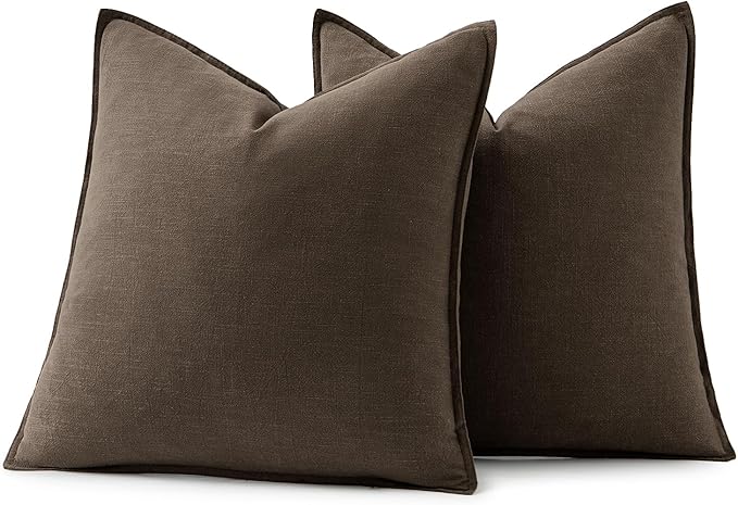 MIULEE Decorative Linen Pillow Covers 18x18 Inch Dark Coffee Chocolate Boho - Image 6