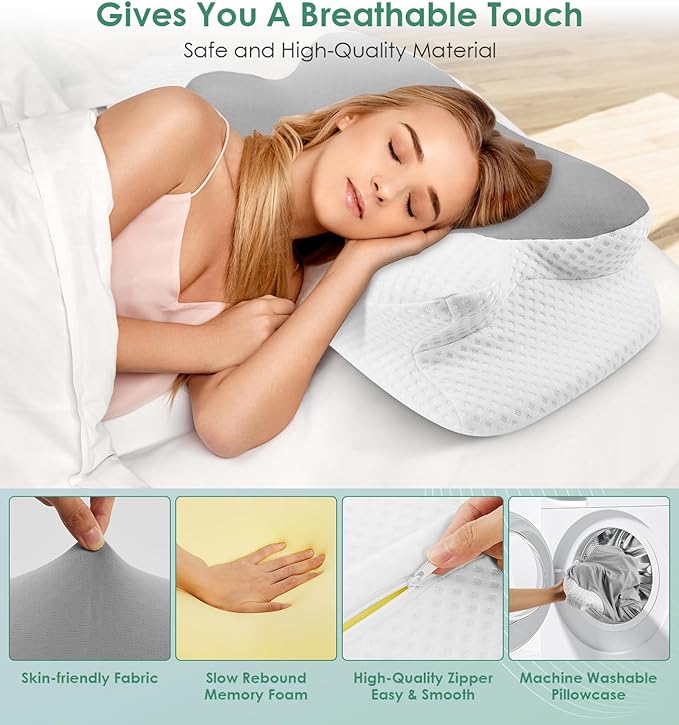 DONAMA Cervical Pillow for Sleeping, Contour Memory Foam Pillow for Neck and - Image 7