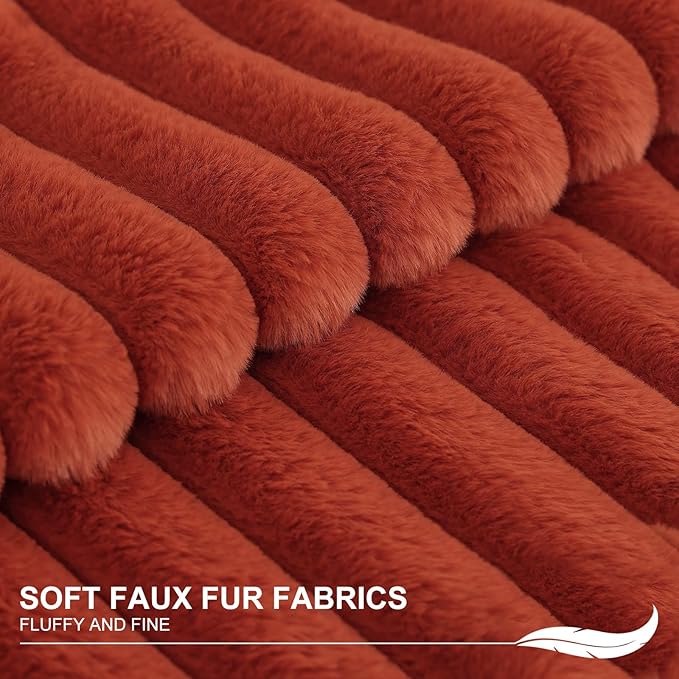 Pallene Faux Fur Plush Fall Throw Pillow Covers 12x20 Set of 2, Luxury Soft - Image 2