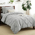 CozyLux Twin XL Comforter Set Light Grey, 5 Pieces Twin Extra Long Pintuck Bed by CozyLux