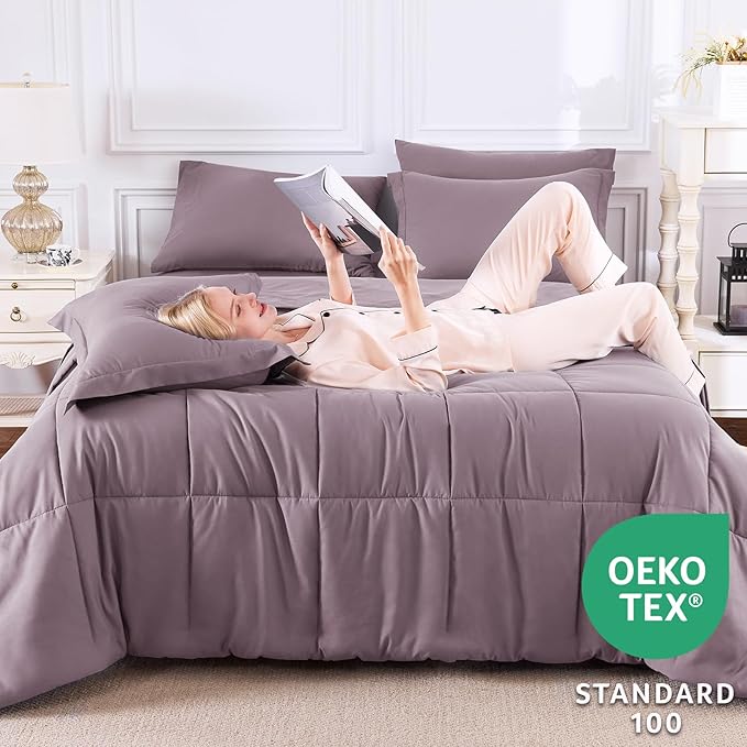 CozyLux Full Size Comforter Sets Dusty Purple - Image 3