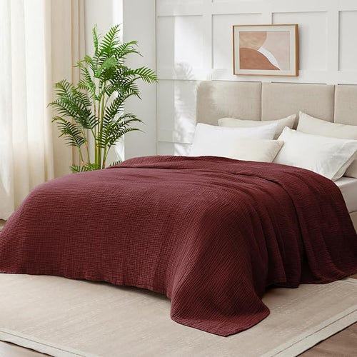 100% Cotton Muslin Blanket King 108" x 90", 6 Layers Breathable and Lightweight - Image 2