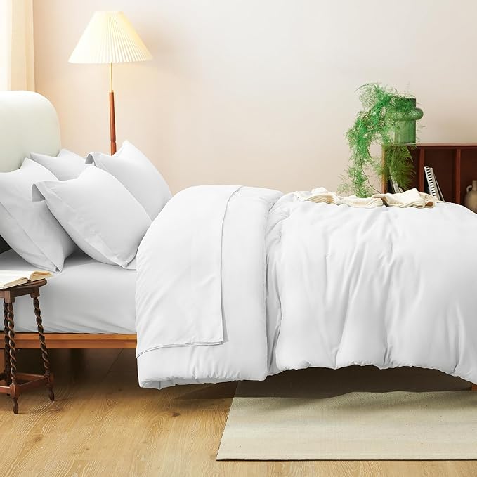 CozyLux Full Comforter Set White, 7 Pieces Bed in a Bag Soft Bedding Comforter - Image 8