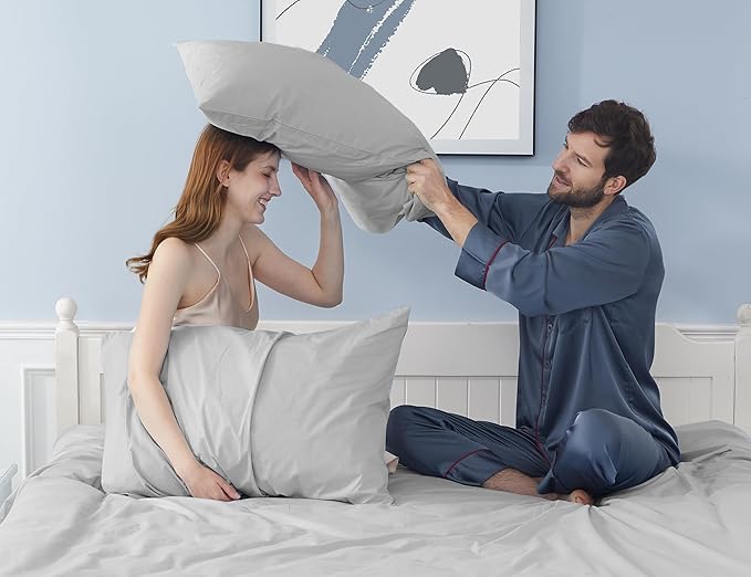 Pillow Cases, King Size Cotton Percale Weave Pillowcases, Pre-Shrunk Breathable - Image 2