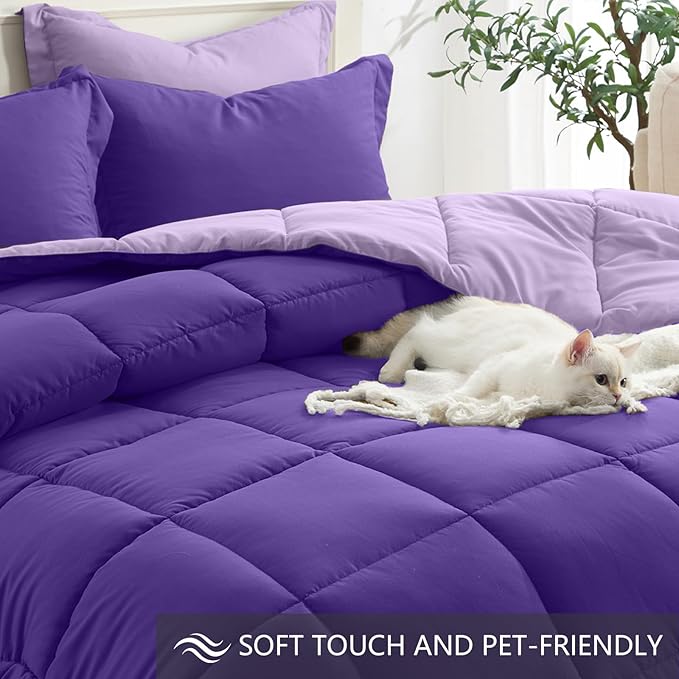 Homelike Moment King Size Comforter Set Purple, Comforters King Size Bed Sets - Image 4