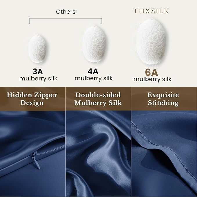 THXSILK 100% Silk Pillowcase for Hair and Skin Luxury 25 Momme Mulberry Silk - Image 2