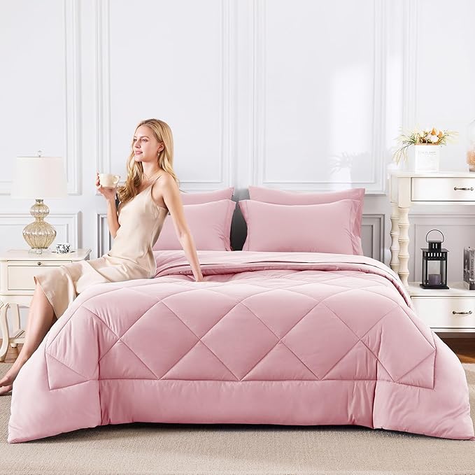 CozyLux King Size Comforter Sets Pink - Image 7