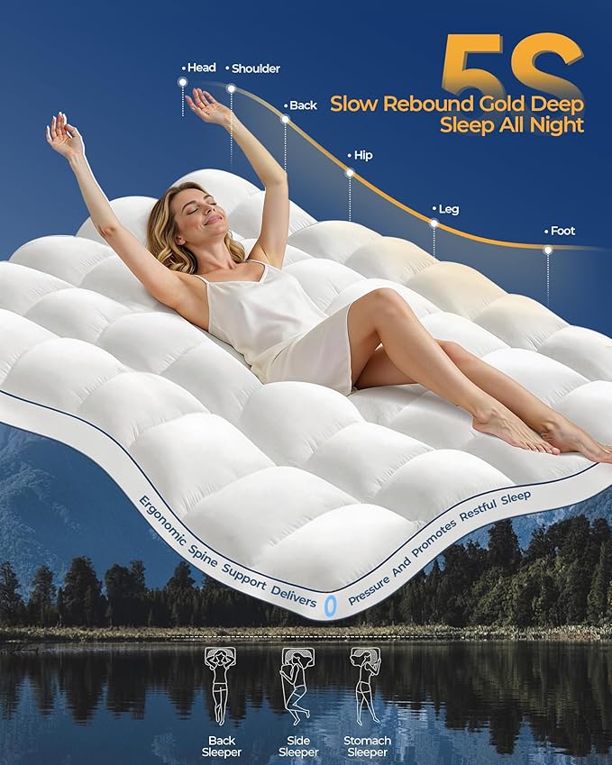 KAYFIA TwinXL Mattress Topper, Extra Thick Mattress Pad Cover - Image 5