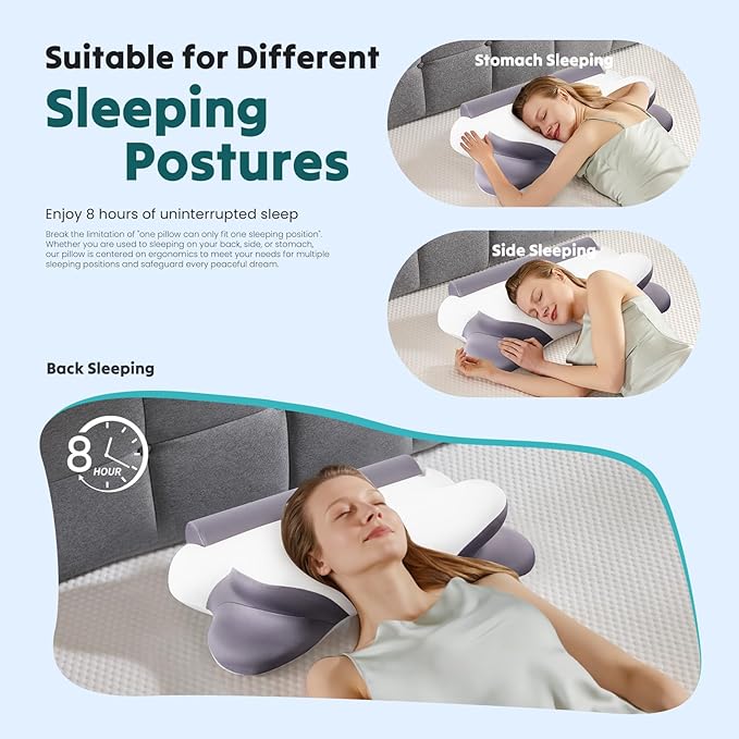 DUMOS Cervical Neck Pillow for Sleeping, Cooling Ergonomic Memory Foam Pillow - Image 7