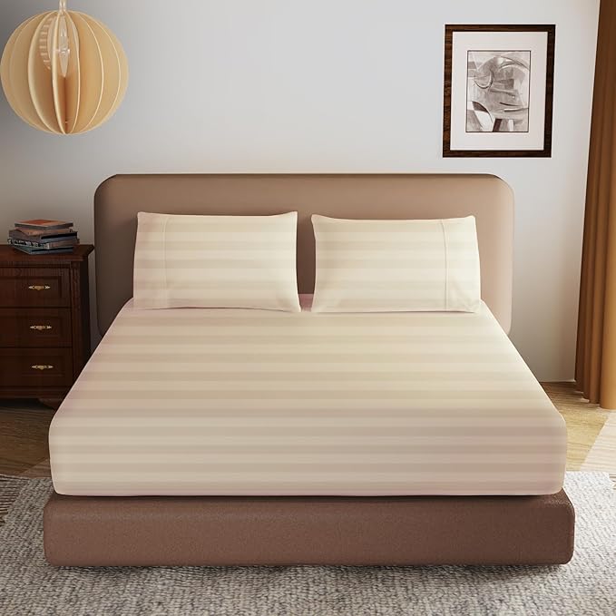 100% Egyptian Cotton Fitted Sheet King Size, 600 Thread Count, Single Fitted by ZaizaiHome