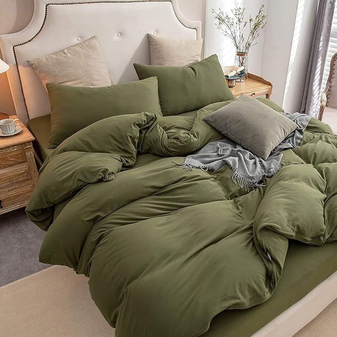 PURE ERA Jersey Knit Duvet Cover Set 100% T-Shirt Cotton Super Soft Comfy 3pc - Image 2