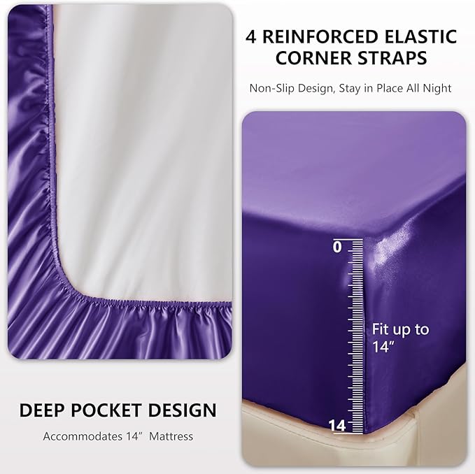 CozyLux Satin Sheets Twin Sheet Set - Image 4