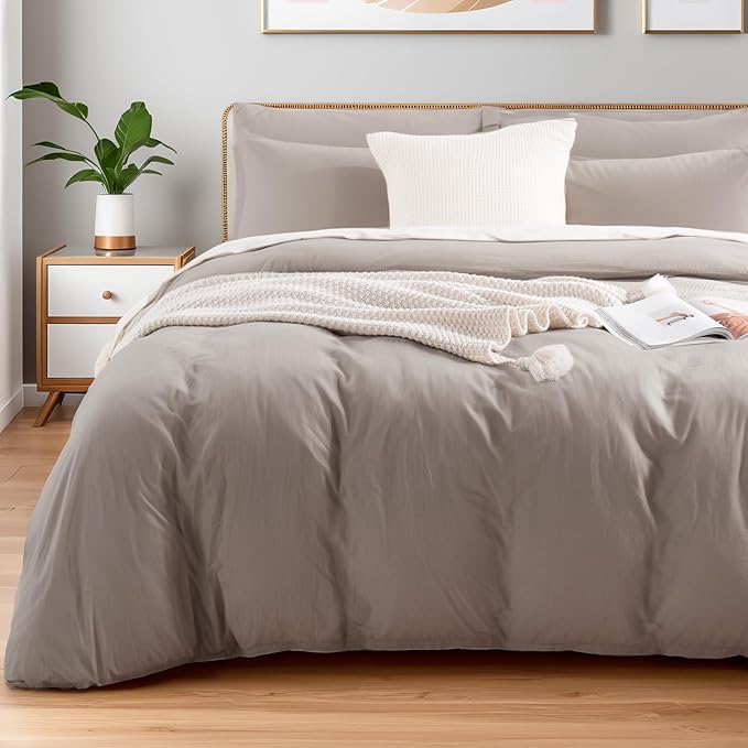 NEXHOME PRO Duvet Cover Full 100% Washed Cotton Linen Feel Textured Organic by NEXHOMEPRO