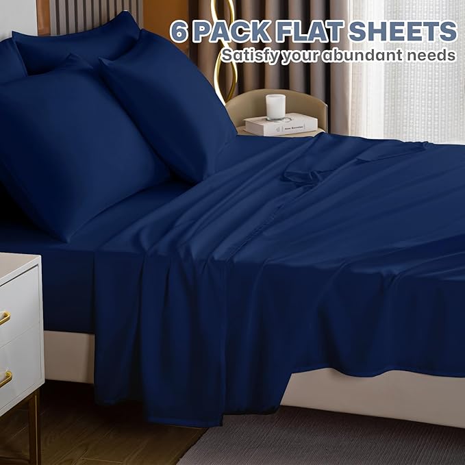 Lavisun Full Flat Sheets only, 6 Pack Bulk Top Sheets - Image 2