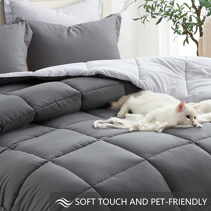 Homelike Moment Twin Comforter Set Grey, Comforters Twin Size Bed Sets - Image 4
