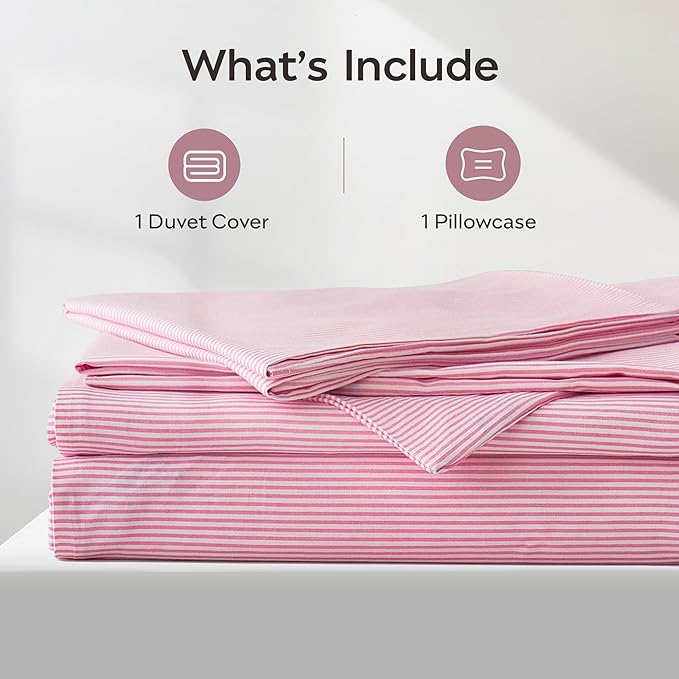 JELLYMONI 100% Natural Cotton 2pcs Striped Duvet Cover Sets, - Image 3