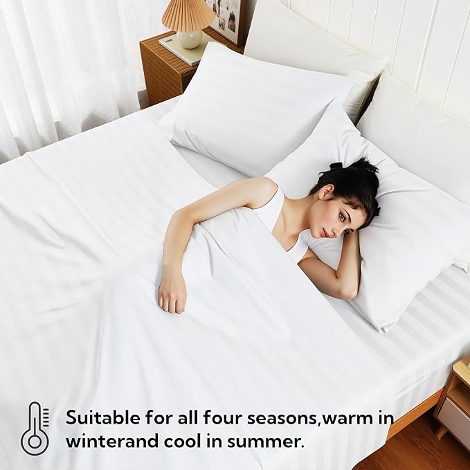 Cotton Flat Sheets Only, 600 TC 100% Cotton Flat Sheet Top Sheet Only, Twin - Image 7