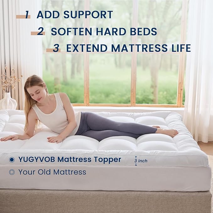 YUGYVOB Twin Size Mattress Pad Extra Thick, and Breathable Mattress Topper - Image 6