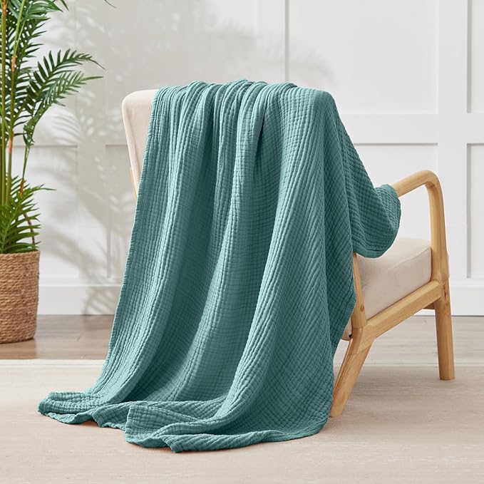 100% Cotton Muslin Blanket 40" x 40", Breathable and Lightweight Cotton Throw - Image 2