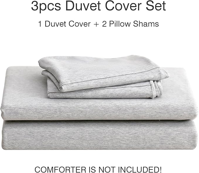 PURE ERA Jersey Knit Duvet Cover Set 100% T-Shirt Cotton Super Soft Comfy 3pc - Image 7