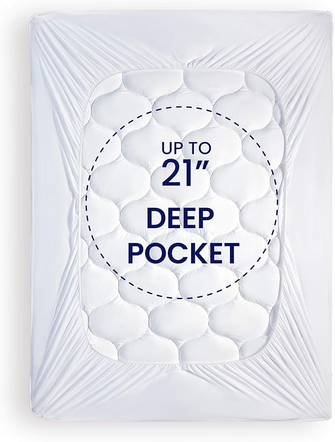 SLEEP ZONE Quilted Fitted Mattress Pad Cover Cal King - Image 3