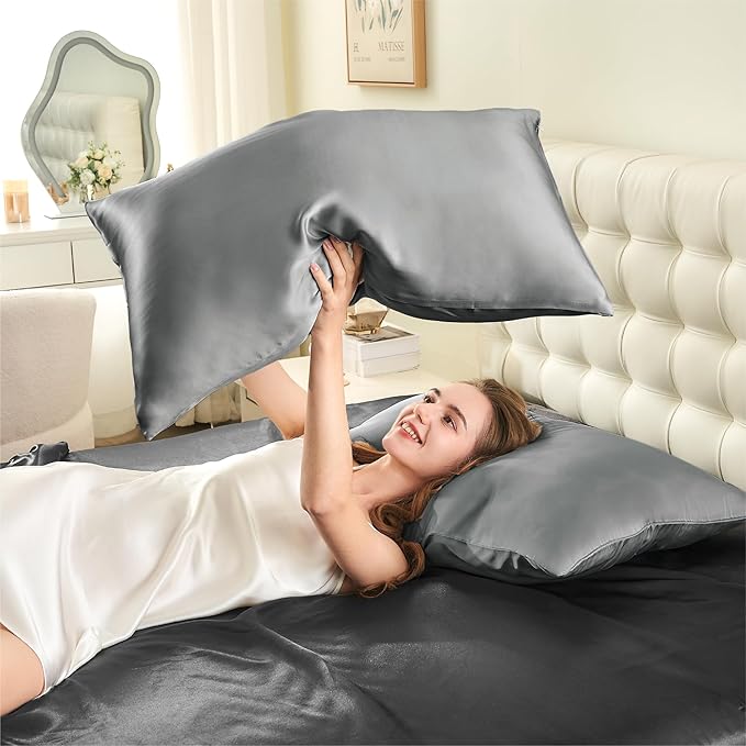 INFIIXSO Silk Pillow Cases 2 Pack Standard Size, Ultra Smooth & Soft Mulberry - Image 8