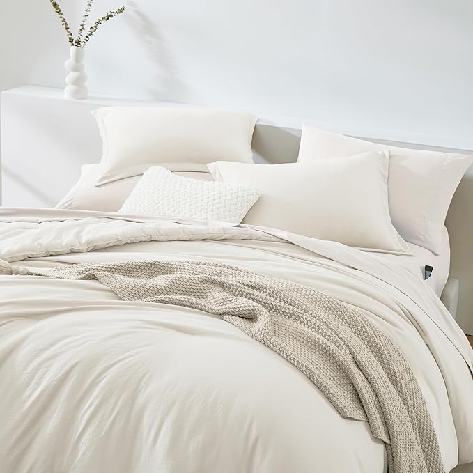 WRENSONGE Full Size Comforter Set- 7 Pieces White Bed in a Bag Full Size - Image 5