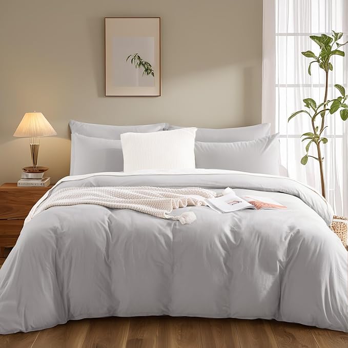 NEXHOME PRO Duvet Cover Set Queen Size Linen Feel Textured Organic Natural 100% - Image 3