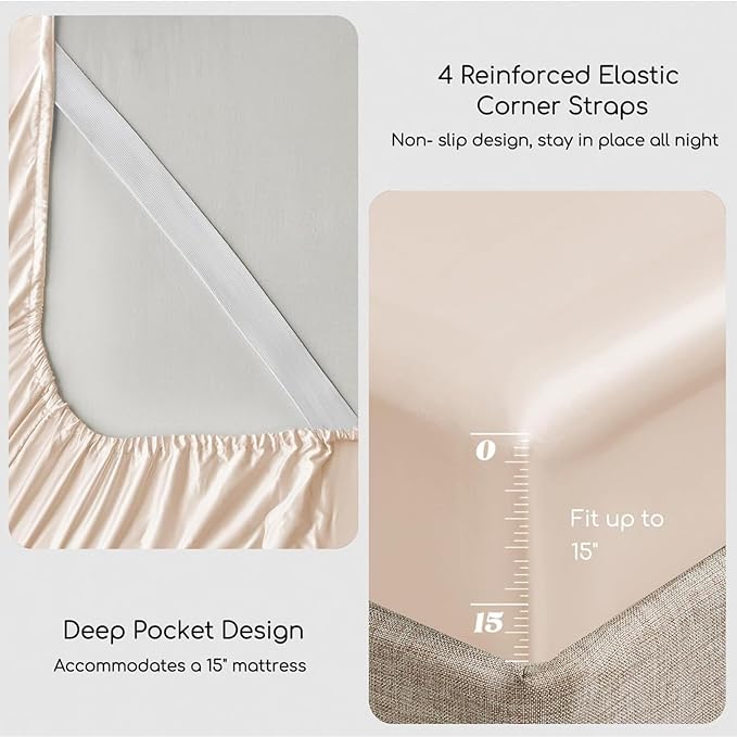 MR&HM Satin Bed Sheets, King Size Sheets Set - Image 4