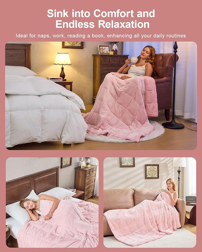 Super Fuzzy Soft Sherpa Fleece Weighted Blanket, 12 lbs Dual Sided Fluffy Heavy - Image 4