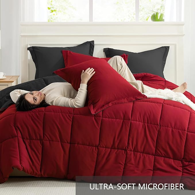 Homelike Moment Twin Comforter Set Black, Lightweight Reversible Comforter Twin - Image 5