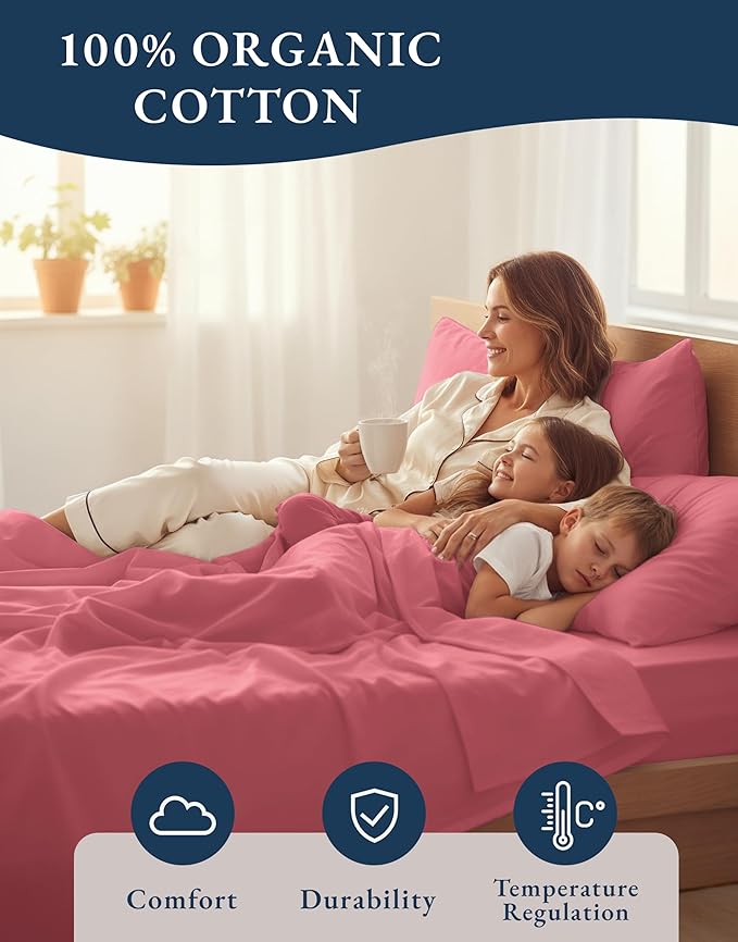 LANE LINEN 100% Organic Cotton Bed Sheets Full Size, Fully Elasticized - Image 6