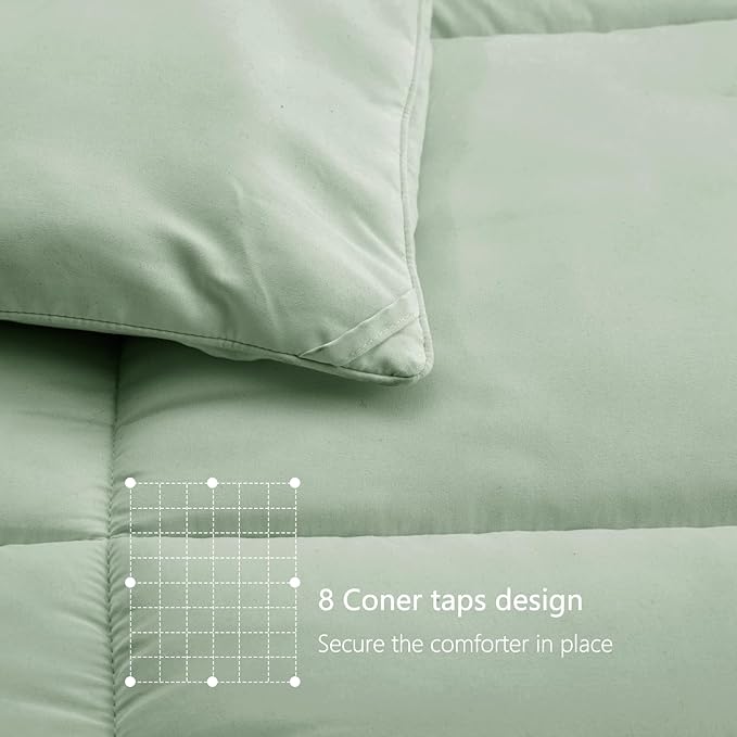 TEXARTIST Premium 2100 Series Queen Comforter All Season Breathable Sage Green - Image 5