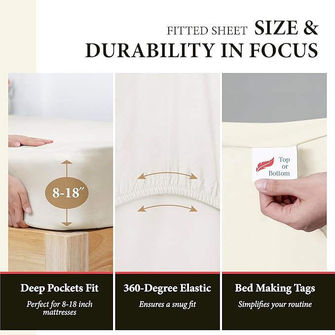100% Egyptian Cotton Twin Bed Sheets Set - Image 4