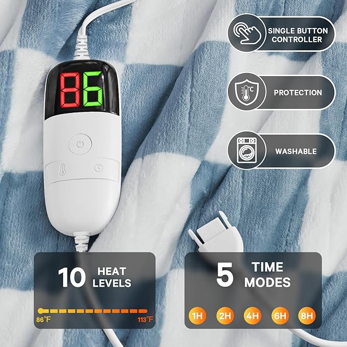 Heated Electric Blanket Twin Size, 62X84 Heating Blanket - Image 4