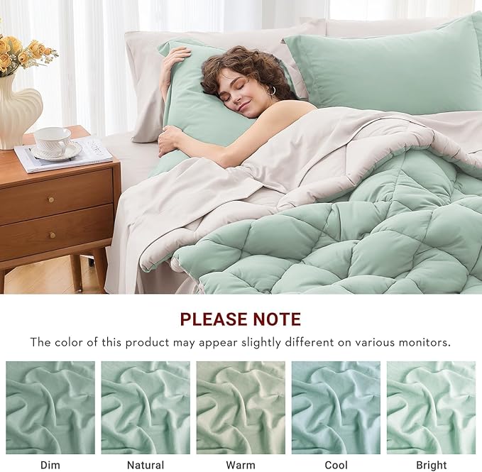 MUXHOMO 7 Pieces King Comforter Set, Reversible Bed in a Bag King Size - Image 4