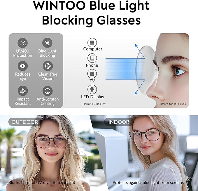Blue Light Glasses for Woman Men | 99% Blue Light Blocking Glasses for Computer - Image 6