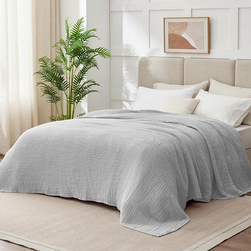100% Cotton Muslin Blanket King 108" x 90", Breathable and Lightweight Cotton - Image 2