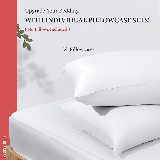 100% Egyptian Cotton Pillow Cases King Size Set of 2 - Image 3