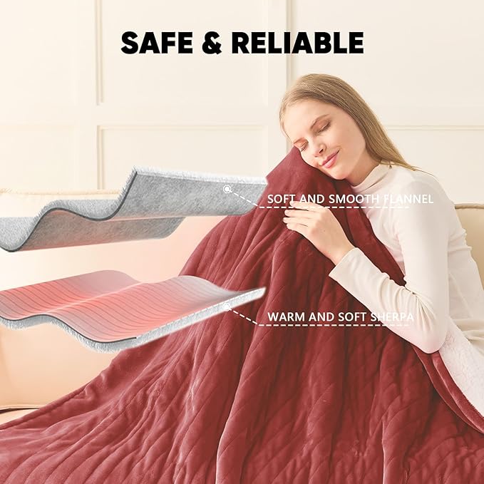 greenoak Heated Blanket Electric King Size 100"X90" Dual Control, Heating - Image 7