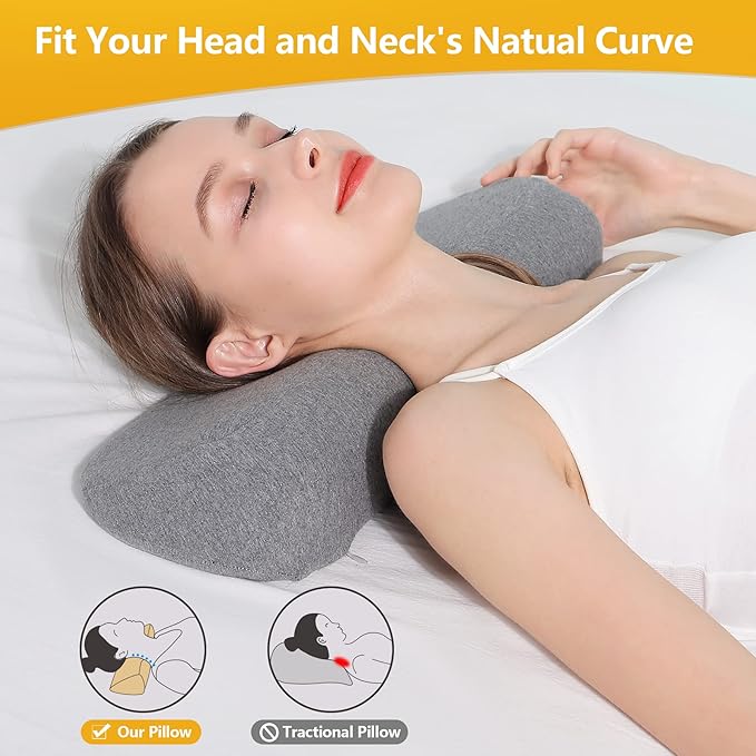 Cervical Neck Pillows for Pain Relief Sleeping, Memory Foam Neck Bolster - Image 3