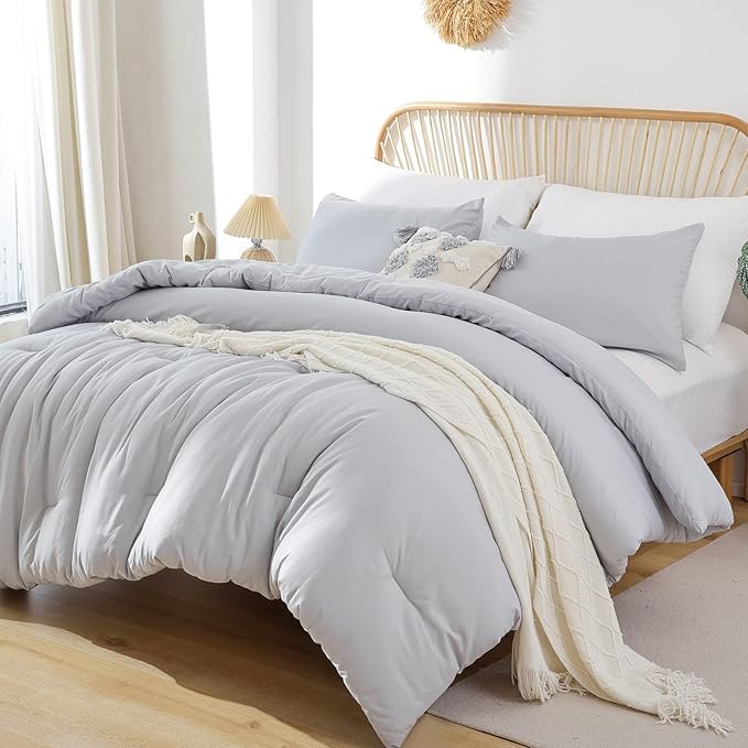 ROSGONIA Comforter Full Size for Girls Boys Teens Light Grey - Image 3