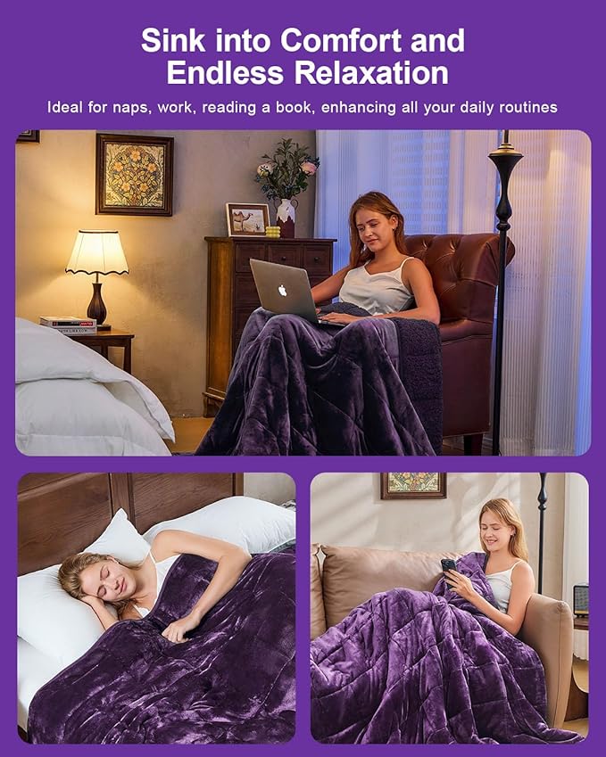 Super Fuzzy Soft Sherpa Fleece Weighted Blanket, 15 lbs Dual Sided Fluffy Heavy - Image 4