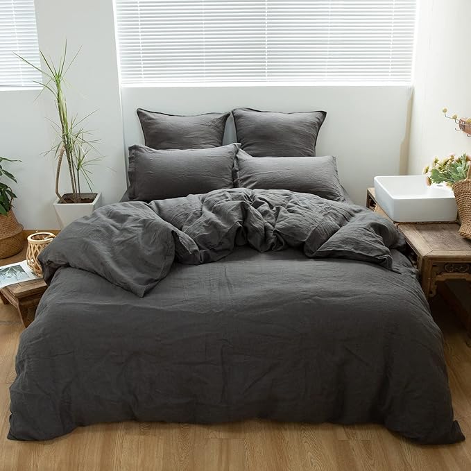 Simple&Opulence 100% Washed Linen Euro Shams 26'' x 26'' Pack of 2, Basic Style - Image 6