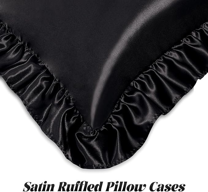 Homiest Ruffle Satin Body Pillow Cover, Silky Satin Body Pillowcase - Image 4