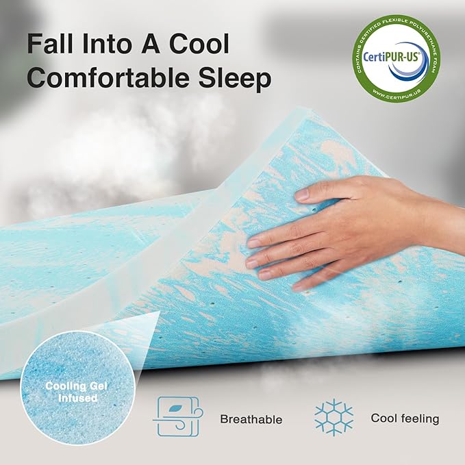 Novilla Memory Foam Mattress Topper Twin - Image 2