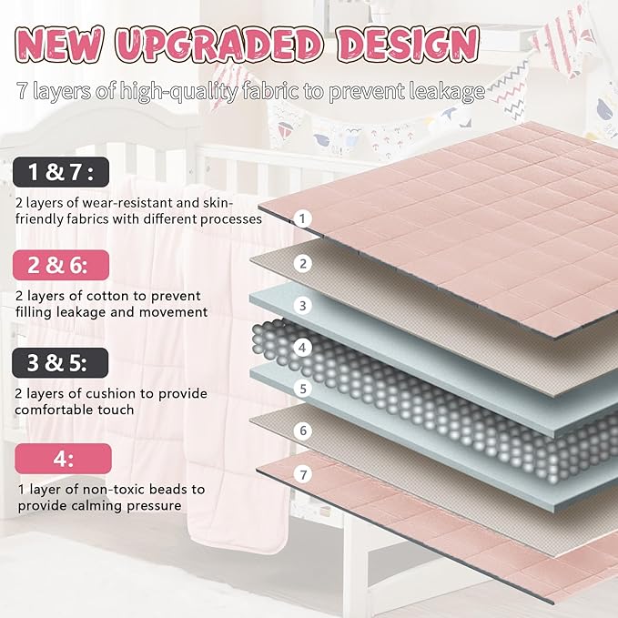 Pink Weighted Blanket Kids 7lbs, Cooling Heavy Throw Blanket - Image 6
