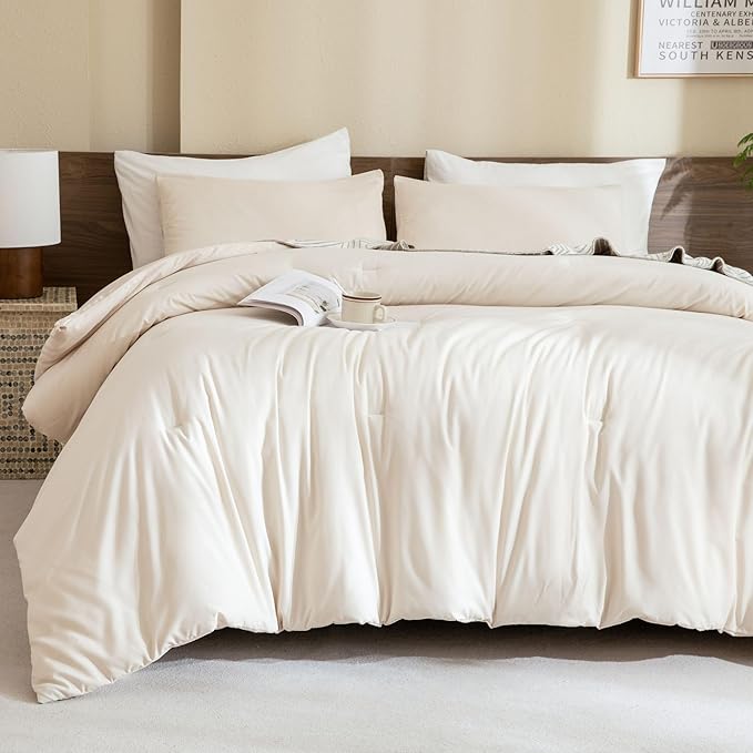 Paxrac Beige Comforter Set Queen Size, Cream 3 Pieces Comforter Set, by Paxrac