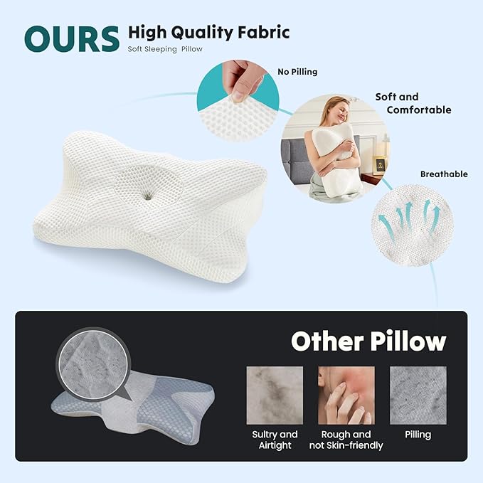 DUMOS Cervical Neck Pillow Set of 2, Memory Foam Contour Pillow - Image 2