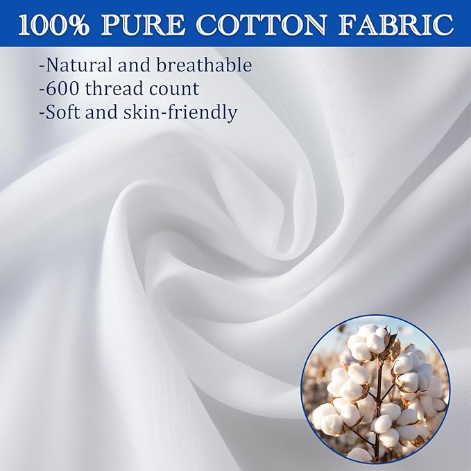 Precoco White King Pillow Cases Set of 4 | 100% Cotton Pillowcases - Image 4